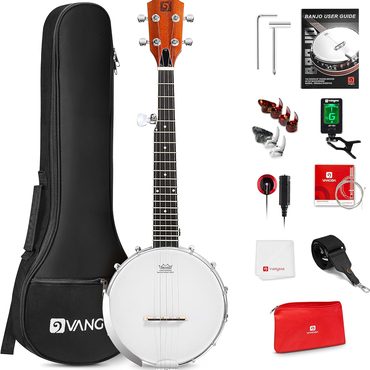Premium Pure Value String Banjo 26 Inch MINI Travel Banjo Beginner Kit with Remo Head, Carrying Bag Budget