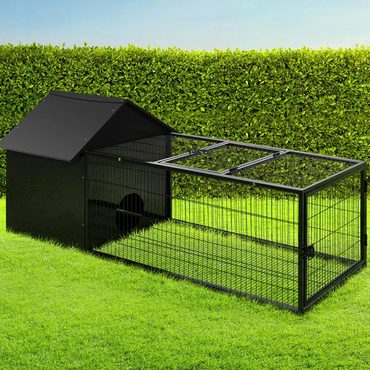 Advanced Pure Value Weatherproof Metal Rabbit Hutch w/ Run & Secure Locks i.Pet Everyday