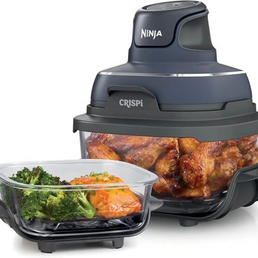 Limited Pure Value Ninja Crispi 4-in-1 Portable Glass Air Fryer Cooking System 1500W 4QT Navy Everyday