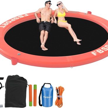 Limited Pure Value Inflatable Dock Floating Platform 8ft Water Hammock Deck for Lake with Cupholder, Coral Pink Universal